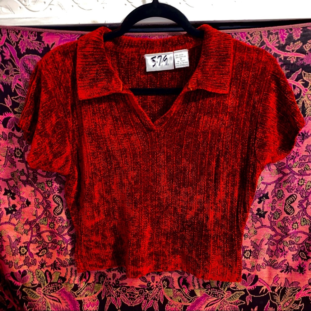 VINTAGE RUBY RED CROP TOP